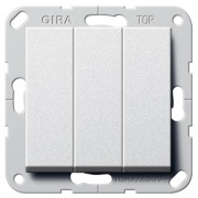 Выключатель/переключатель трехклавишный Gira System 55 алюминий