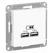 Зарядка USB  5В, 1 порт x 2,1 А, 2 порта х 1,05 А SE SE AtlasDesign, белый