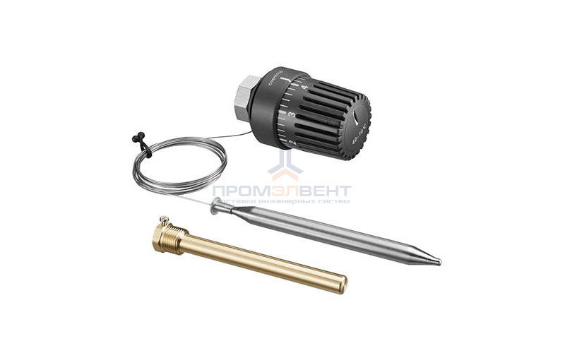 Головка термостатическая Oventrop Tri-D - M30x1.5 (20-50°C, с погружным датчиком 2 м., цвет черный)