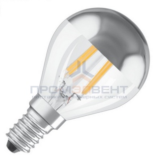 Лампа с зеркальным покрытием Osram LED PCL P34 MIRROR 4W/827 230V E14 (SILVER) филаментный шарик