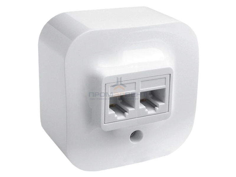 Розетка компьютерная Legrand Quteo 2xRJ45 кат.5e UTP белая [уп 20шт]