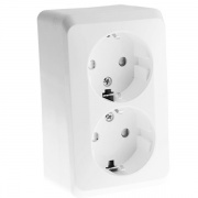 Розетка двойная c/з Этюд белая [уп 16шт]