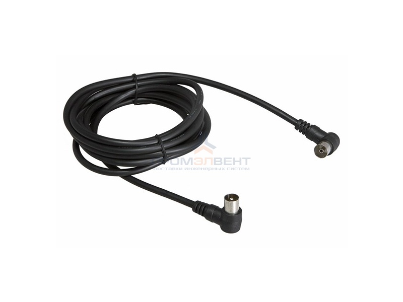 Шнур TV PLUG-TV JACK 5М Угловой Черный