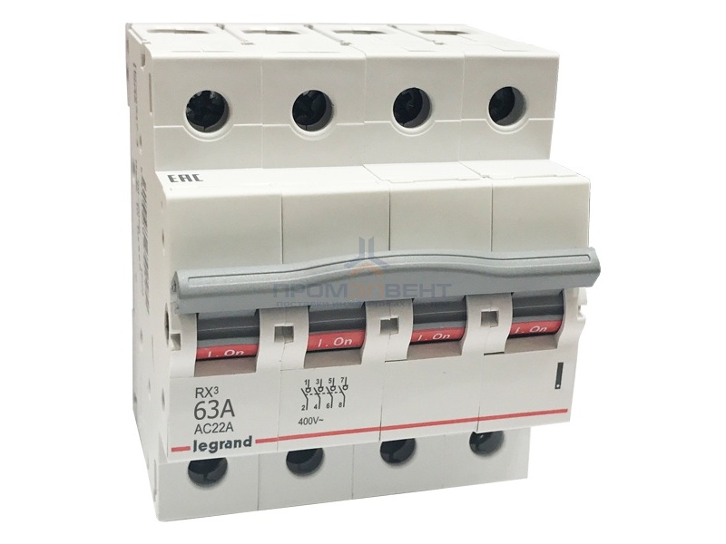 Рубильник модульный Legrand RX3 4П 63А выключатель-разъединитель